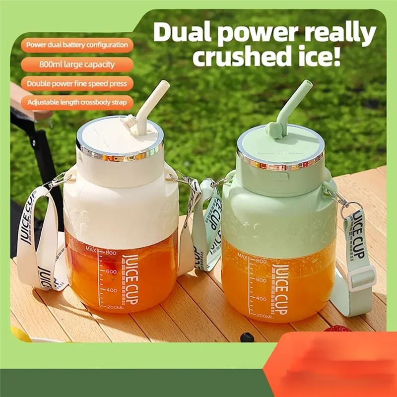 A05G-Drahtloser tragbarer Entsafterimer, elektrischer 800-ml-Becher, Frischfrucht-Entsafter mit großer Kapazität und 10 Edelstahlklingen