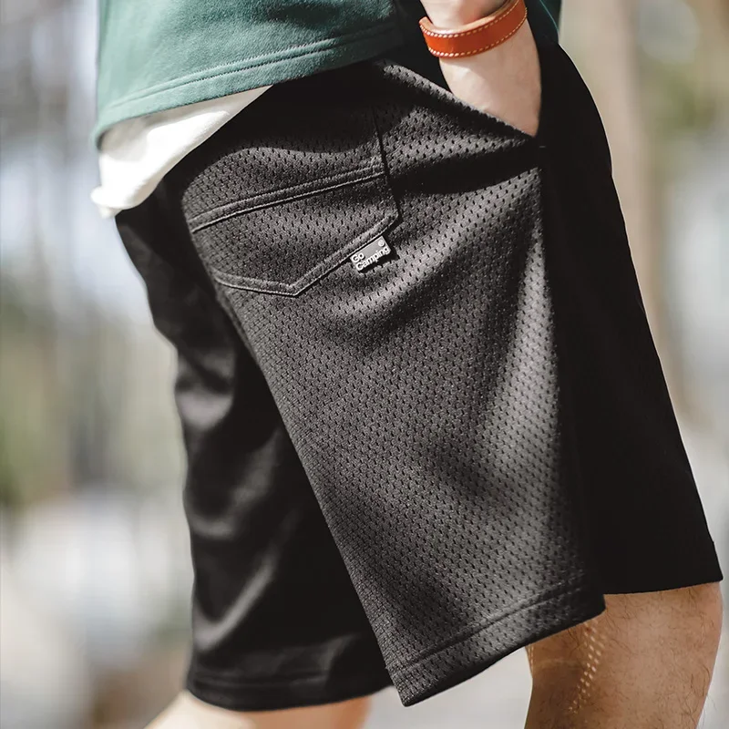 

Maden Outdoor Mesh Basketball Shorts Men's Summer Breathable Quick-Dry Pants Elastic Waist Lightweight Running Sport Shorts