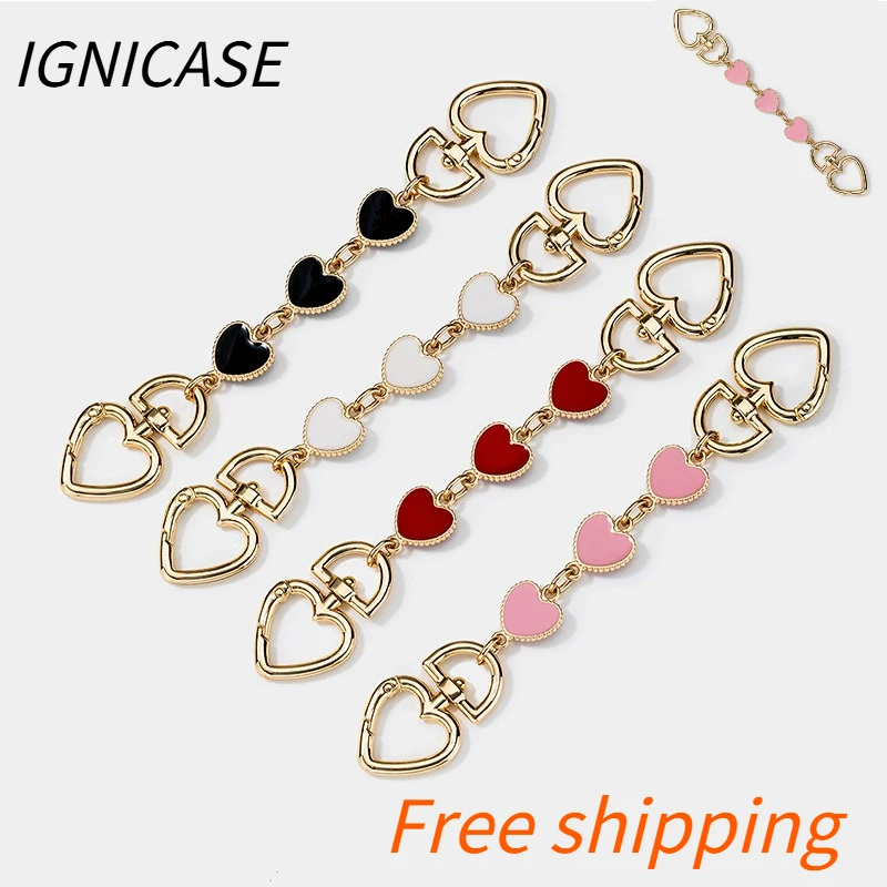 IGNICASE New Fashion Versatile Shoulder Crossbody Chain Bag Pendant Foreign Personality Hardware Peach Heart Extension Chain