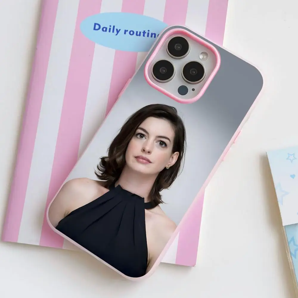Funda Protectora Doble Capa Rosa para Teléfono Móvil iPhone 17 16 15 14 13 12 11 Air Pro Max Plus, Estilo Anne Hathaway Jelly