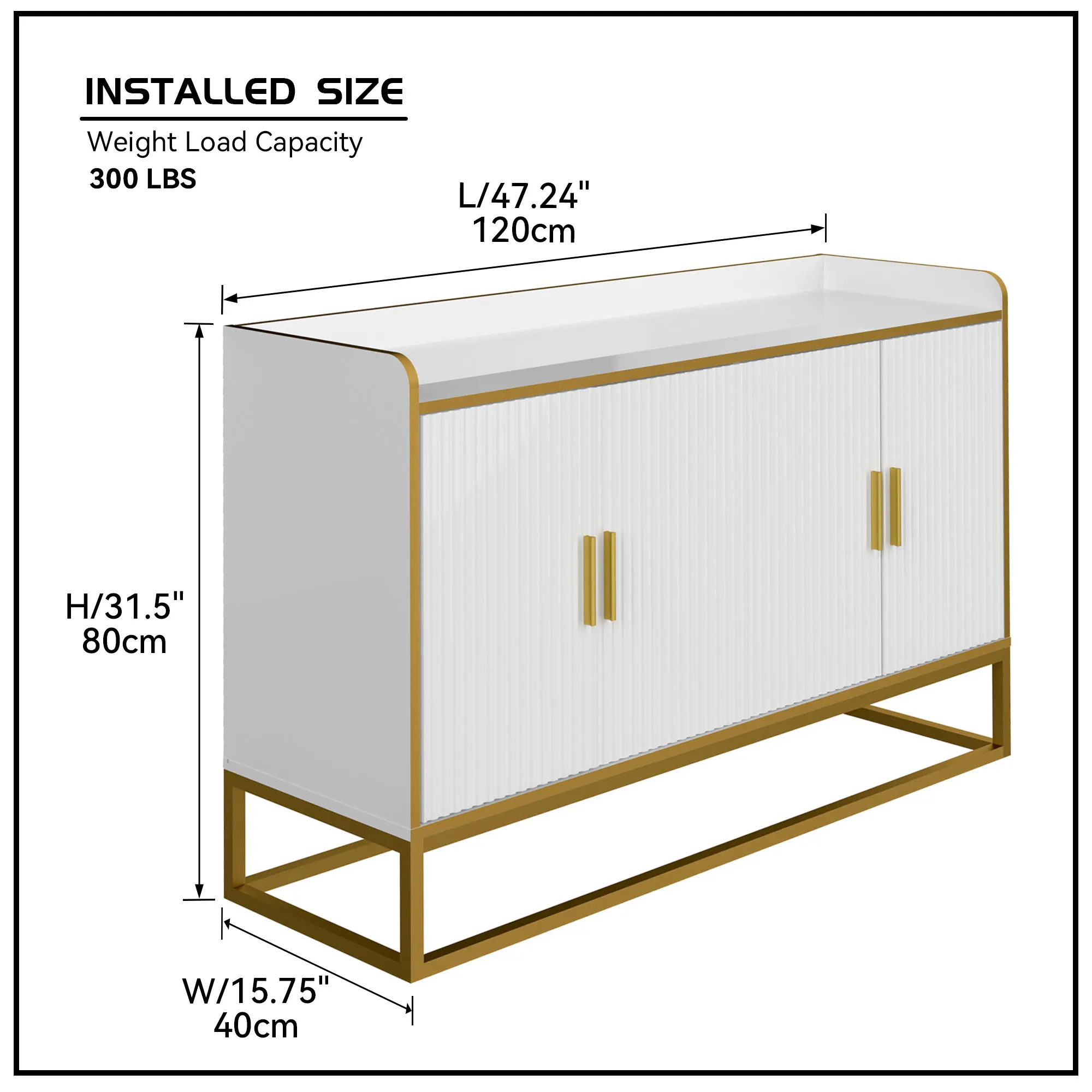 [Flash Sale]Modern Kitchen Buffet Storage Cabinet Cupboard White Gloss Sideboard with Metal Legs for Living Room Kitchen[US-W]