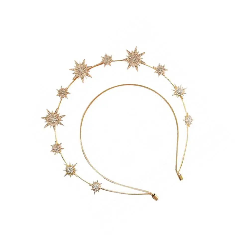 Fashion Baroque Style Rhinestone Star Hair Band Double Star Zirconia Hair Band Wedding Headdress Korean Simple Headwear