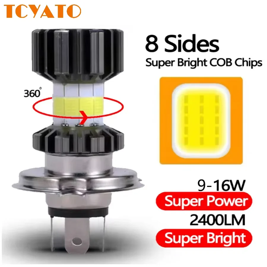TCYATO 1PCS 10000LM H4 LED Motocycle Headlight H6 BA20D P15D LED CSP Lens White Yellow Hi Lo Beam Motorbike Running Linghtcolor