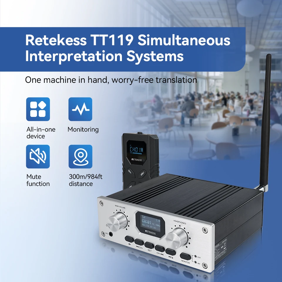 RETEKESS TT119 FM-Tourguide-System, Sender und Empfänger, Übersetzungssystem für Konferenzen, Besichtigungen, Museen – Detail 2