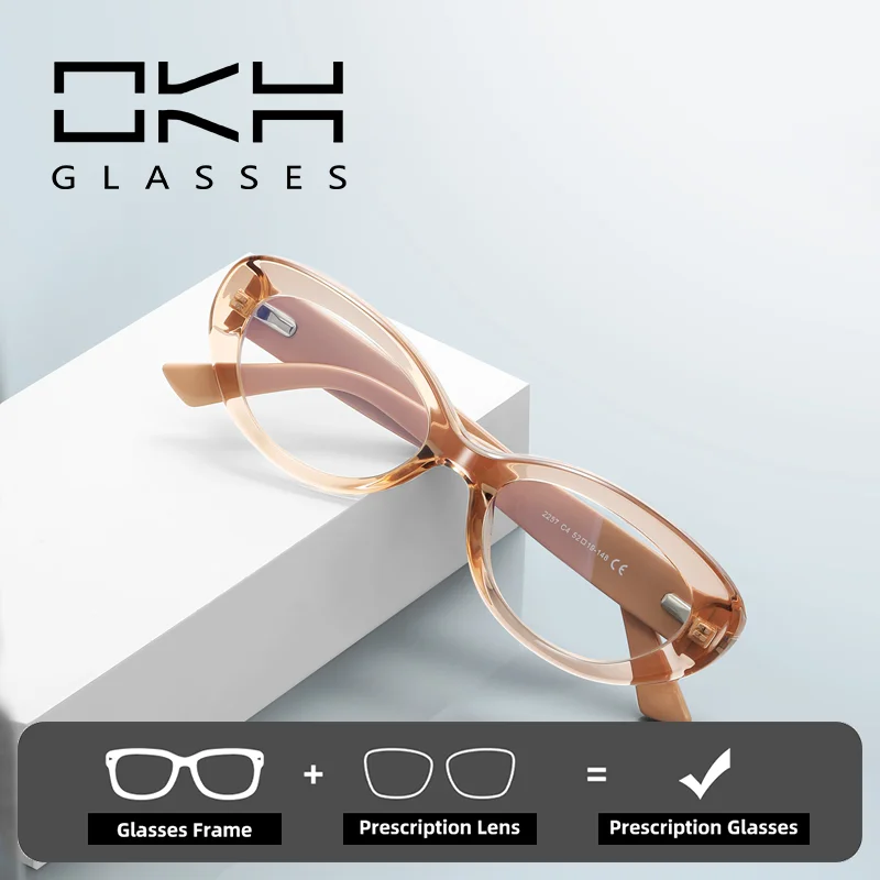 

Персонализированные очки для близорукости OKH с защитой от синего света, 2257, овальная TR-рамка, широкие женские очки по рецепту с наконечником для чтения