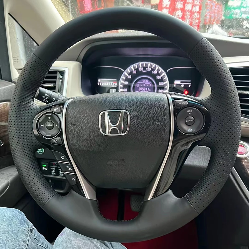 

For Honda 9th Accord Crosstour Steering Wheel Cover Genuine Leather Allison Odyssey 2014-2021 Hand-sewn Car Interior Accessories