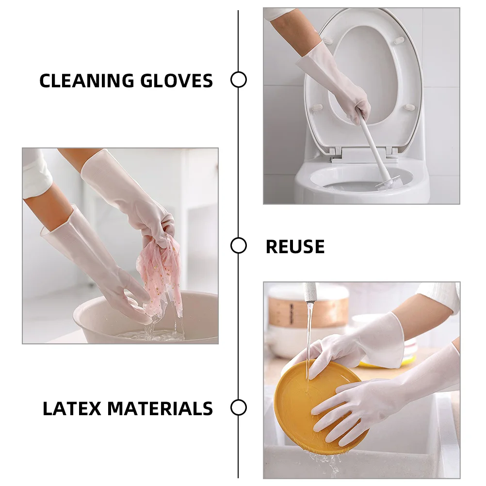 

2Pairs Household Dish Gloves Reusable Latex Kitchen Cleaning Gloves Durable Medium Size for Dishwashing Dishwashing Glove