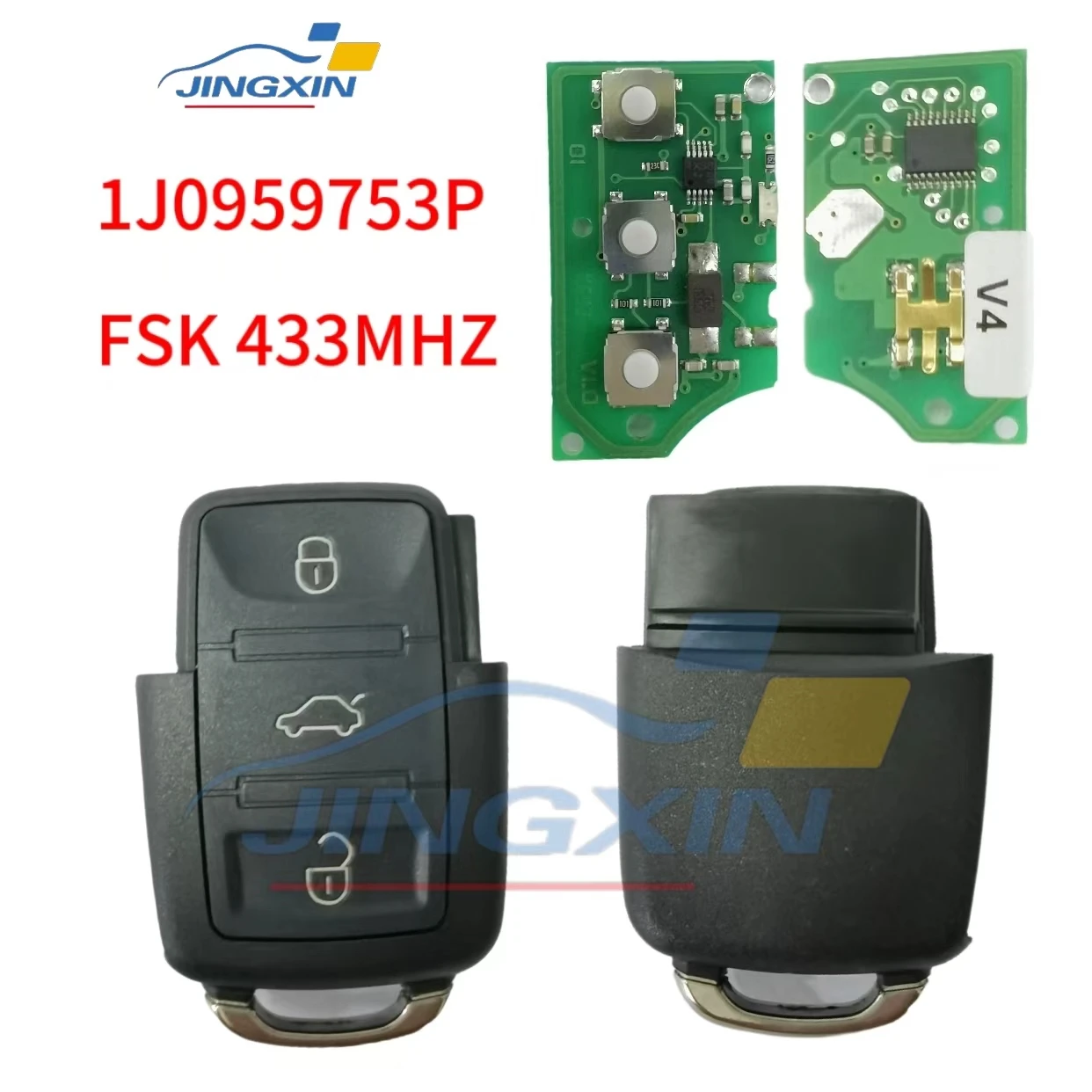 

Jingxin1J0 959 753 P 3 Buttons Flip Remote Car Key Fob 434MHz For Volkswagen VW Beetle Golf Jetta Passat 2002-2005 1J0959753P