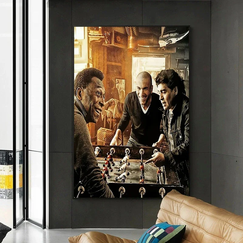 Soccer Icons Canvas Art  Maradona Pele Zidane Wall Poster for Living Room Decor