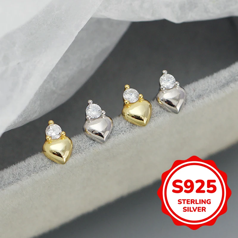 

s925 sterling silver Japanese and Korean fresh earrings ins peach heart screw earrings minimalist earrings