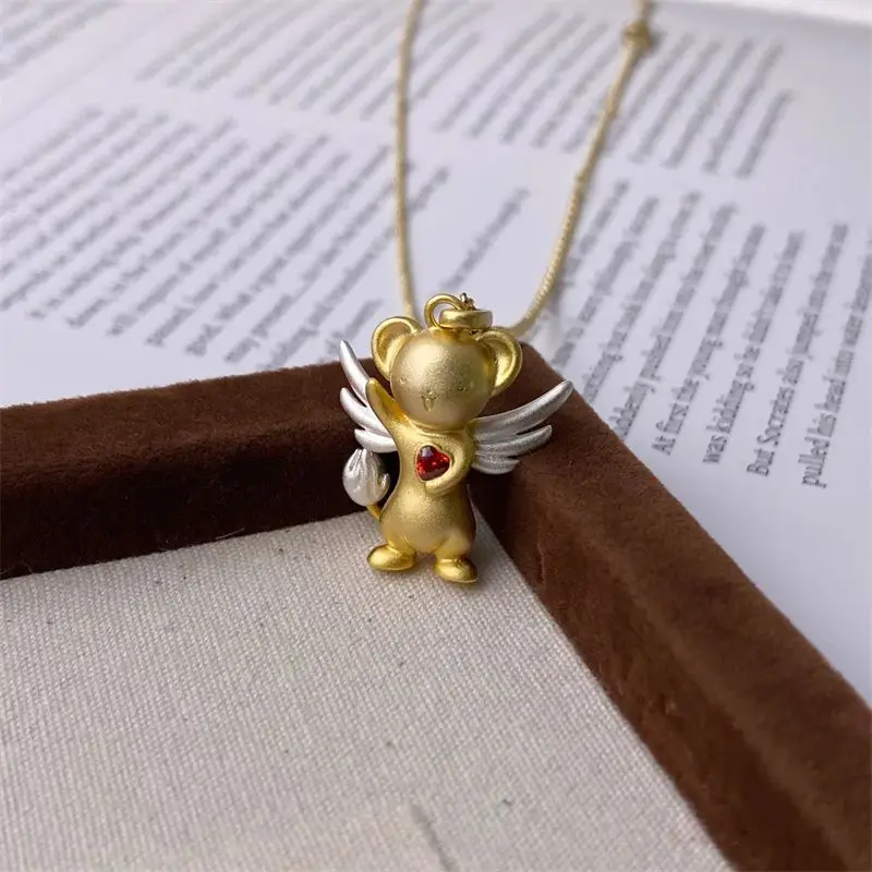 Collier Captor de carte de dessin animé Sakura, pendentif tridimensionnel de haut niveau, collier périphérique polyvalent, cadeau de vacances pour femme