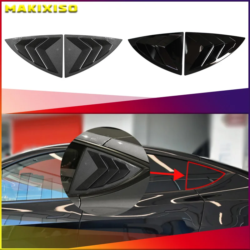 

Car Rear Window Shutter Cover Trim Window Louver Side Vent Trim Sport Style For Tesla Model Y 2019-2023 Accessories