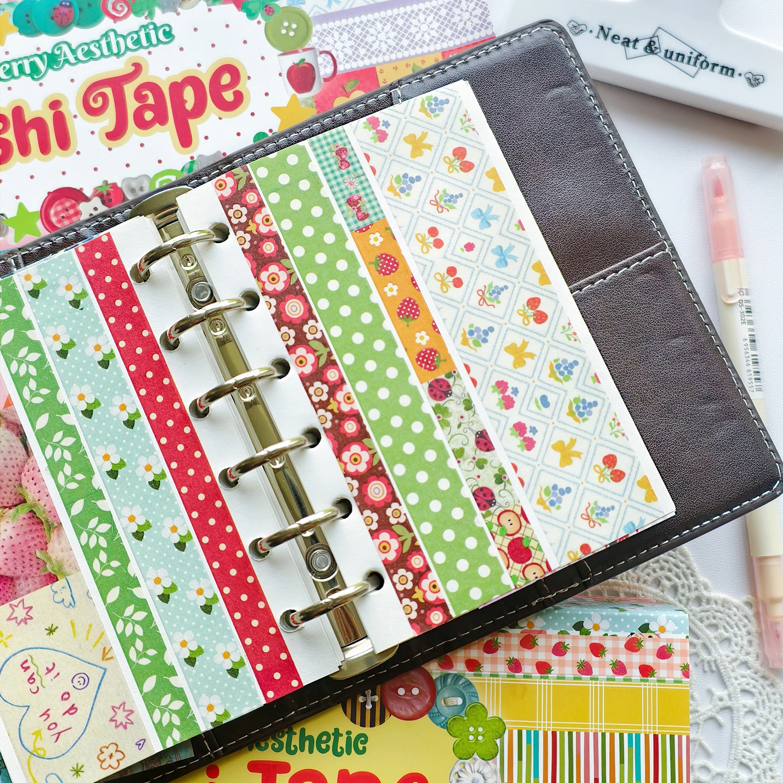 Random Cover 35 Rolls Aesthetics Washi Tape, Strawberry Series Decorative Tape for Scrapbook Junk Journal Planners DIY Art Craft view 3