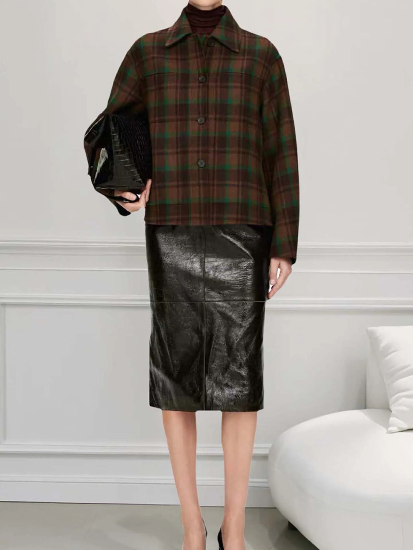 

Pure Quali Ark, двухслойное шелковое шерстяное твидовое пальто с двойным лицом, женское пальто с воротником-джатом и лацканами, тонкая осенняя одежда...