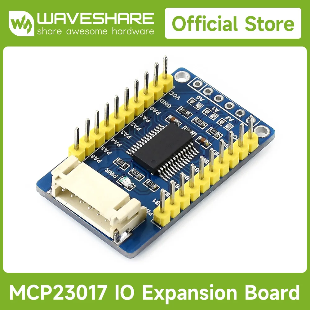 

Waveshare MCP23017 IO Expansion Board I2C Interface Expands 16I/O Pins compatible for Raspberry Pi / micro:bit / Arduino / STM32