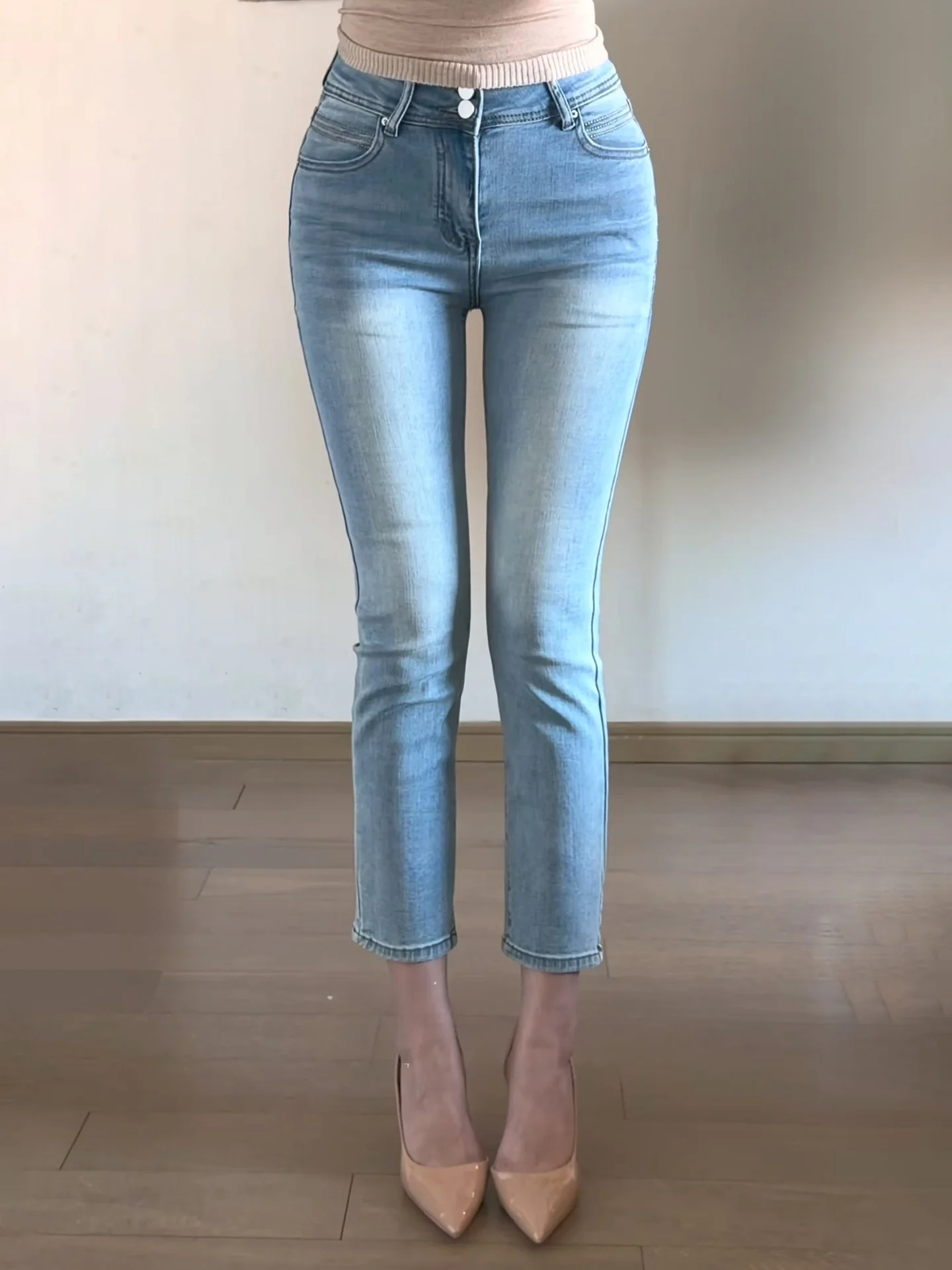 

Женские джинсы с высокой талией, прямого кроя, облегающие, с вышивкой, расклешенные, повседневные, из эластичного хлопкового денима, с эффектом подтяжки ягодиц