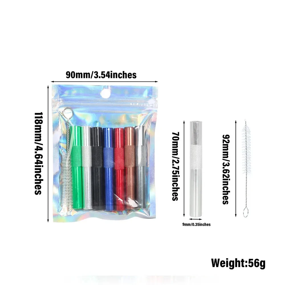 HONEYPUFF 7pcs Aluminum Metal colorful bag Pen Tube Smoking Style Dispenser Accessories