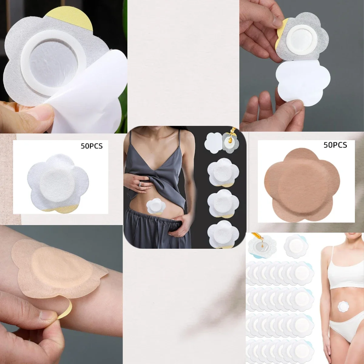 

50 шт./компл., сменные одноразовые касторовые масла, самоклеящиеся клейкие наклейки для пупка, устойчивые к просачикам защитные приспособления для пупка