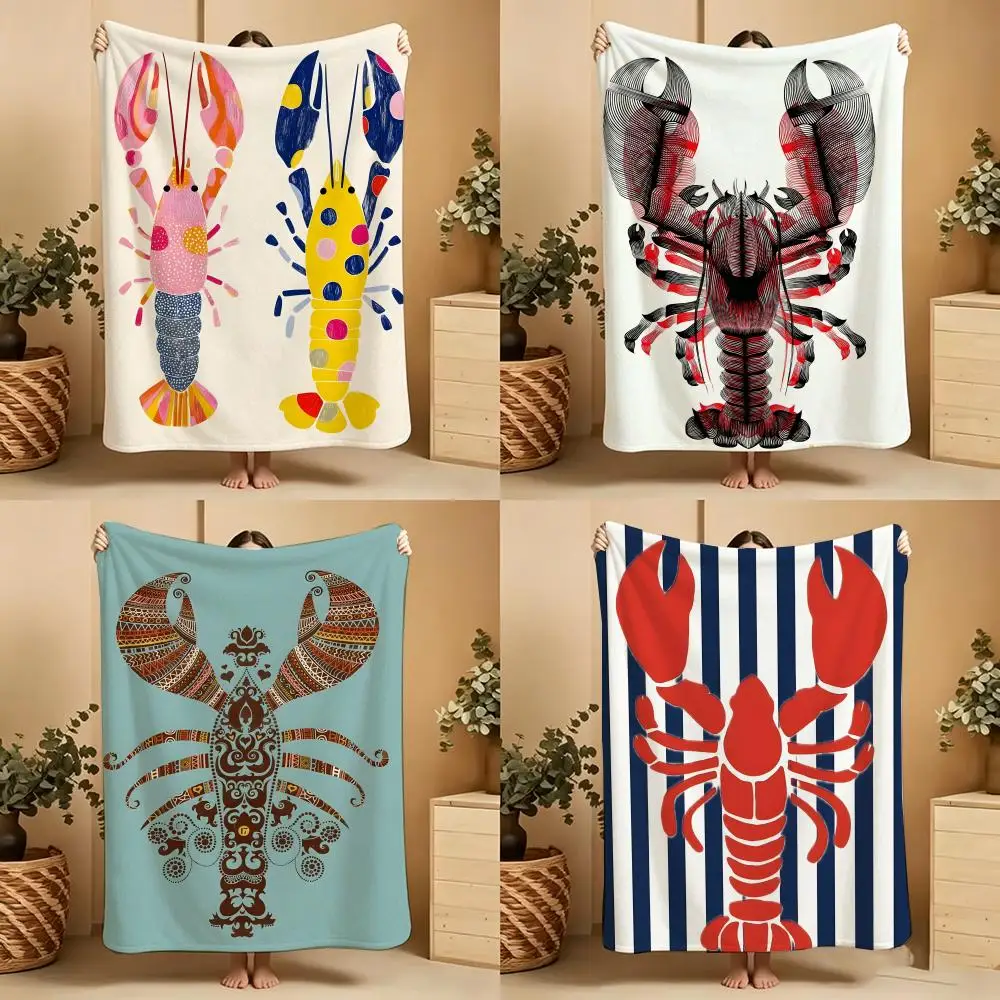 Anime lobster Throw Soft Warm Throw Blanket for Bedroom Living Room Bed Travel Camping Picnic Gift