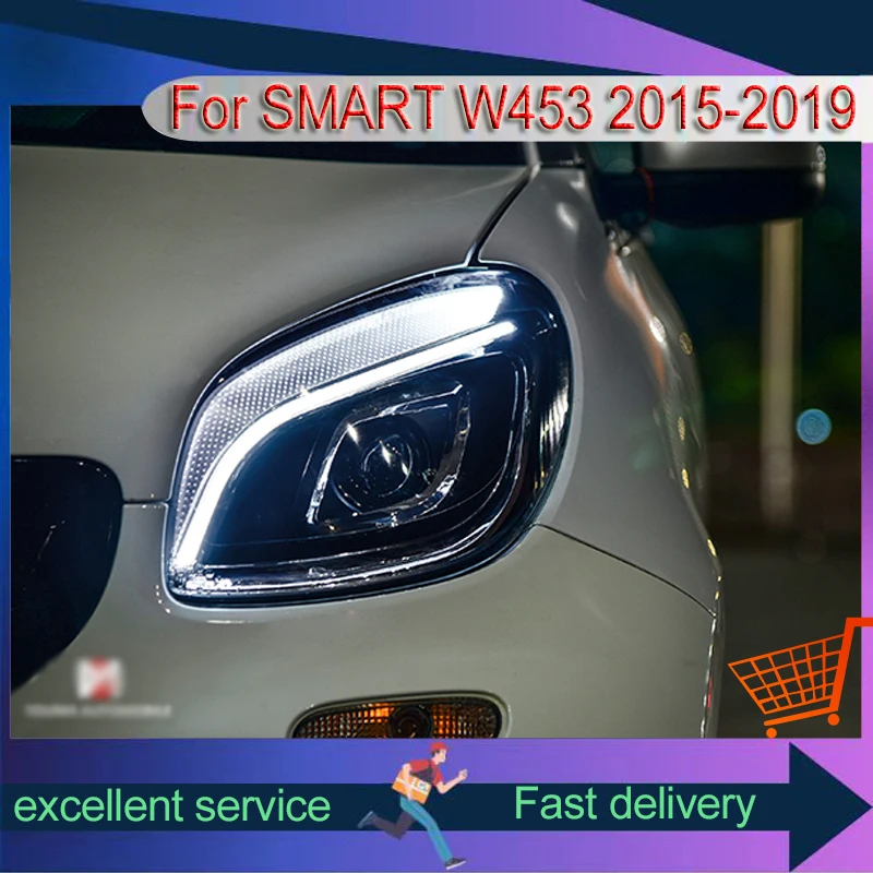 

Автоматическая фара для Mercedes Benz SMART W453 2015-2019, активирует прикосновение синего цвета, полностью светодиодный модифицированный источник объектива, автомобильный свет в сборе