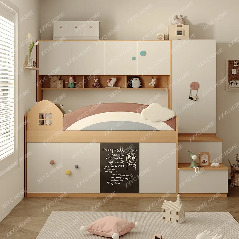 Multifunctional storage half-height bed small apartment with bed and lower cabinet combination bed with desk