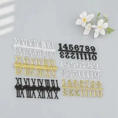 6Pcs Wall Clock Numerals Easy Install Replacement Arabic Roman Number Set for DIY Clock Repair Black Gold Silver
