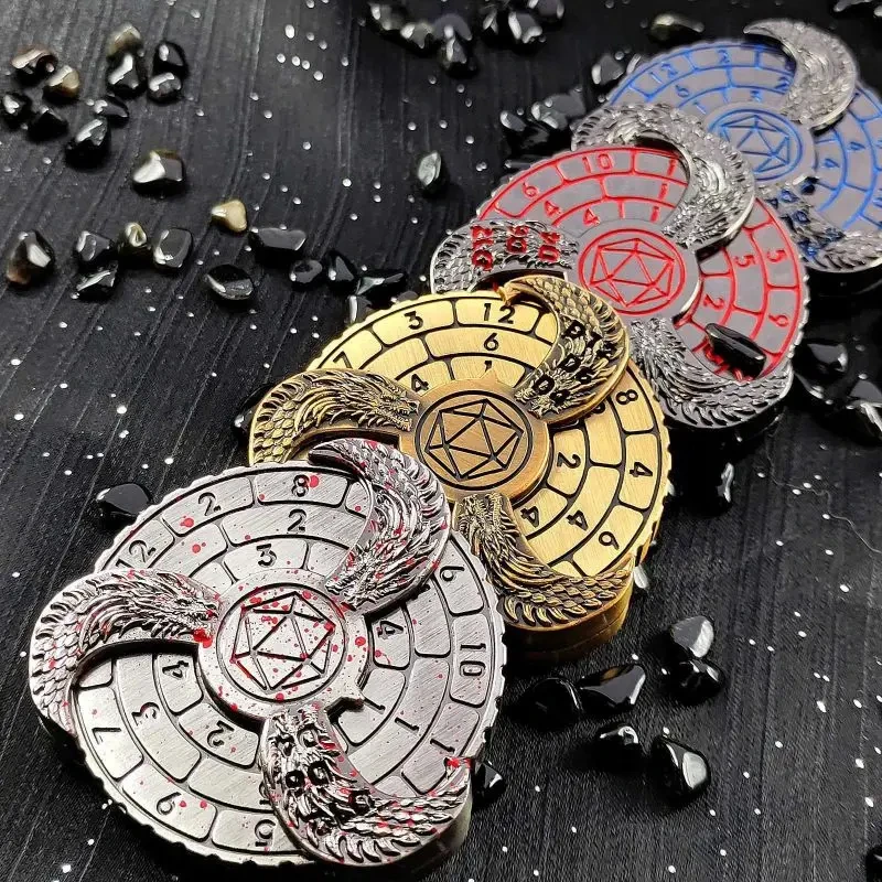 7-In-1 Roulette Dice With Dragon Decor Fingertip Dragon Pattern Spinning Digital Gyro Polyhedral Metal Dragon Gyro Dice