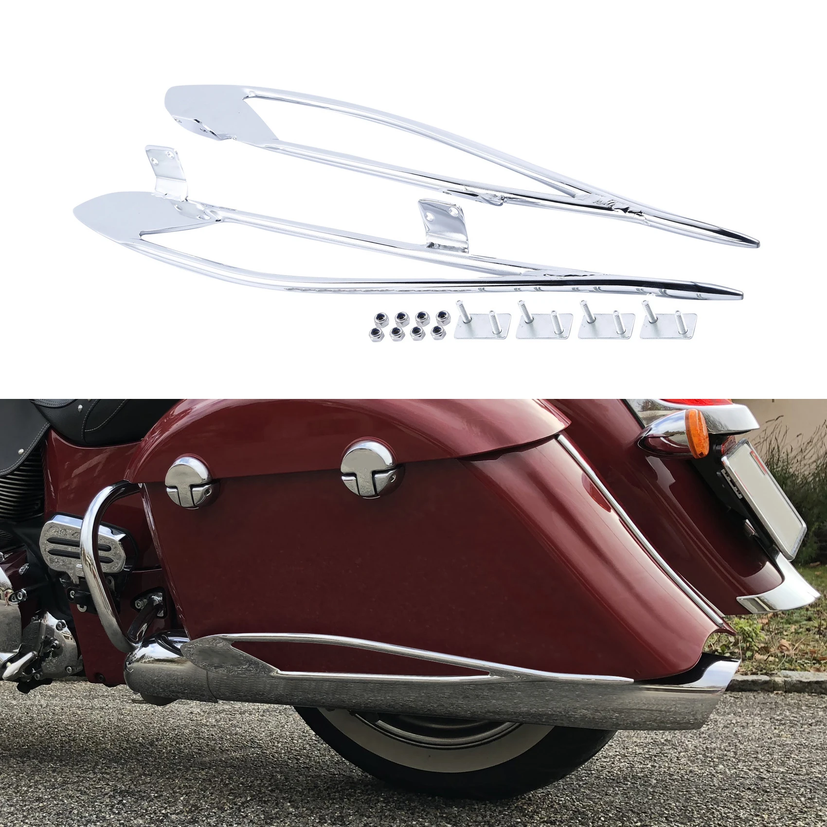 Motocykl Pinnacle Chrome sakwa szyny zabezpieczające dla Indian Roadmaster 15-20 Chieftain 14-18 Dark Horse 16-18 Chieftain14-18