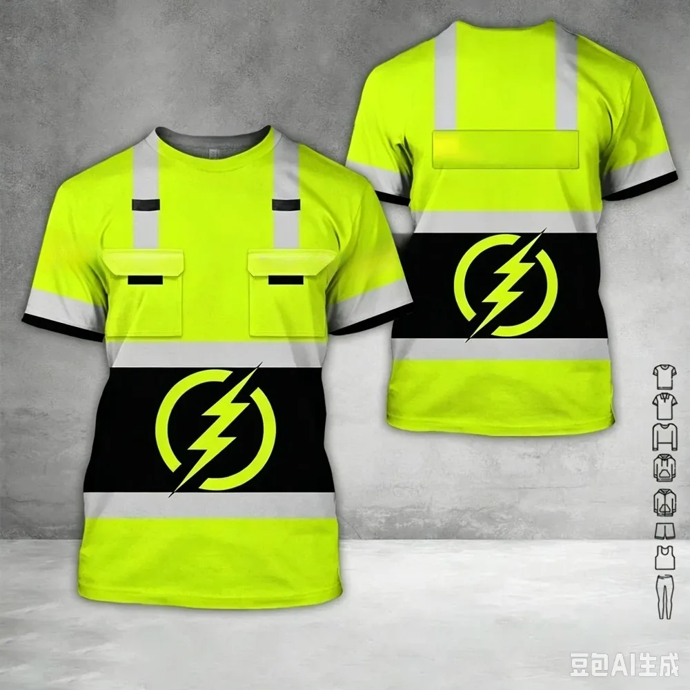 Men's High Visibility Safety T Shirt 3D Printed Safety  Workwear  Workwear for Electrician Operator Landscaper Tow Truck Tractor