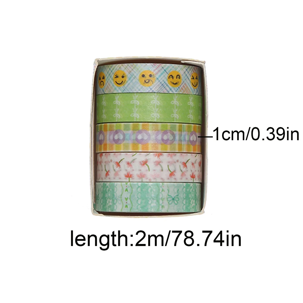 5 Rolls of Creative Patterned Washi Tape, Suitable for Journals, Scrapbooking, Crafts, School Supply Decorations