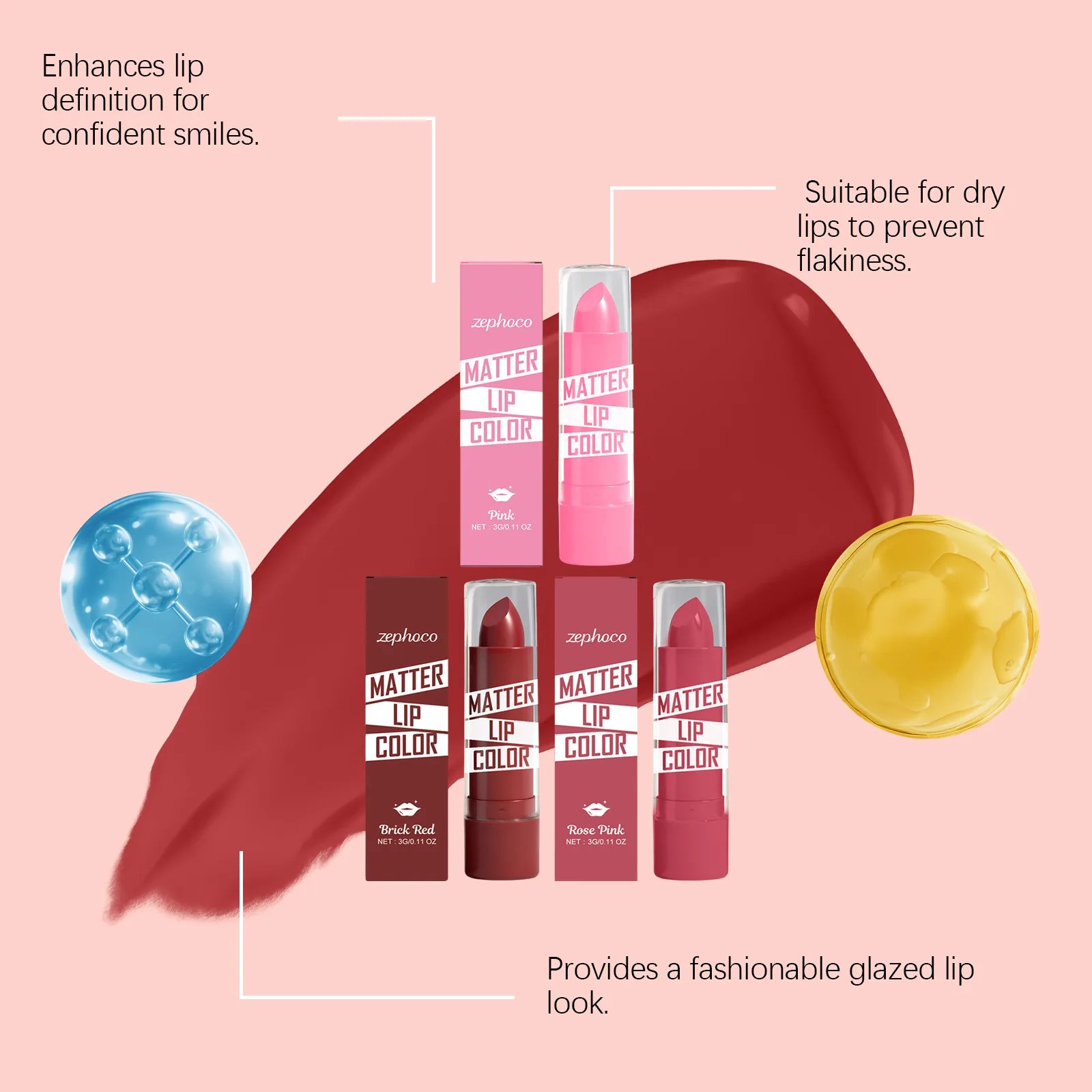 Rossetto Idratante, Colore Labbra Ricco e Modulabile, Lunga Durata, Impermeabile, Anti-sbavature, Balsamo Labbra Colorato, Gloss Labbra per il Trucco