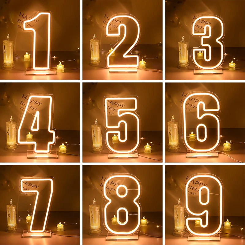 

Numerals Neon Sign Birthday Decor LED Light Sign for Wall Decor Wedding Anniversary Birthday Party Bar