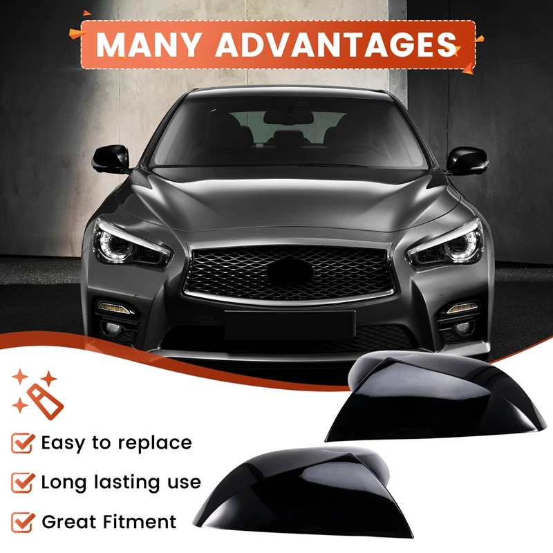 مرآة الرؤية الخلفية غطاء مرآة جانبية قبعات لصق القرن نمط غطاء مرآة لإنفينيتي Q50 Q60 Q70 QX30 2014-2021-T45C #6