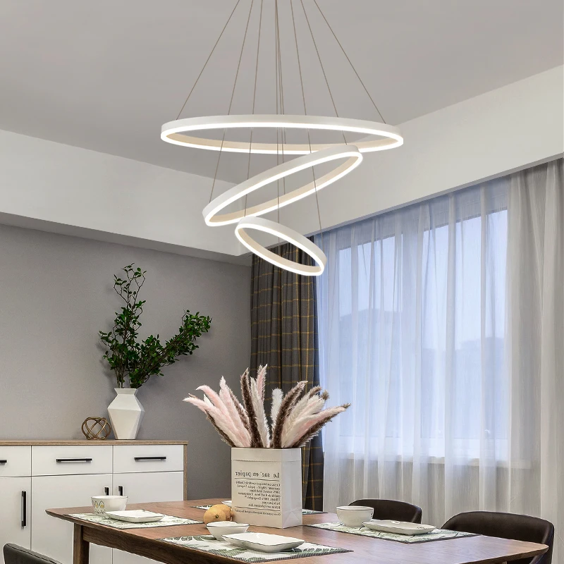 Imagem -03 - Modern Led Ring Chandelier For Living Room Dining Room Bedroom Kitchen Teto Pendant Light Home Lighting Interior Decoration