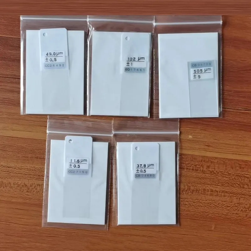 Coating thickness gauge calibration sheet 11 25 38 50 100 500um standard plastic film thickness sheet