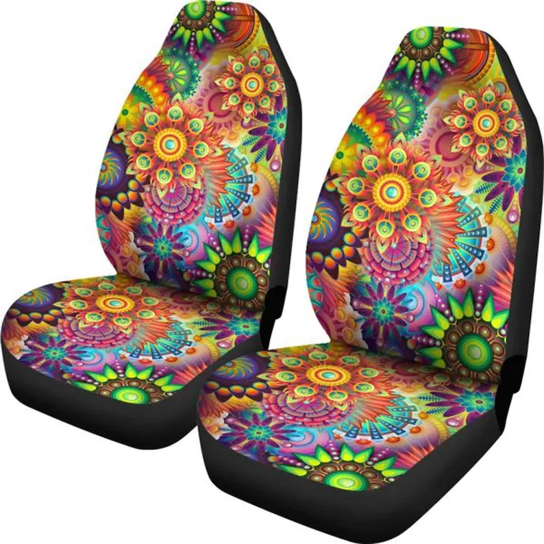 Summer Solstice, Flower Power, Bohemian, Car Seat Covers, Car Accessories, Gift for Her, Custom Seat Covers, Custom Made Cover,