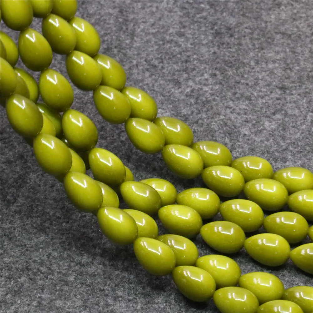 9x13mm Olive Green Artificial Shell Imitation Pearl Beads Water Drop Shape Wholesaler Handmade Beads Teardrop Jewelry Making