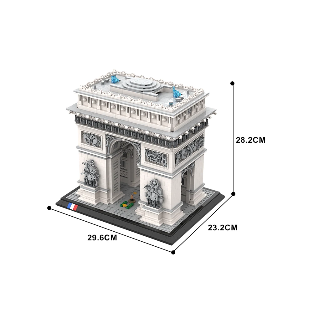 Gobricks MOC France Arc De Triomphe Bricks World Famous Building Arc De Triomphe Building Blocks City Street View Toys Gift