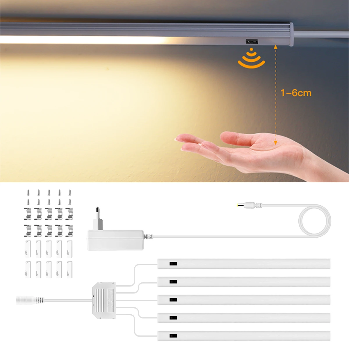 Światła LED sztywny pasek listwa led barra de luces do do przechowywania w szafce kuchennego oświetlenie równoległe DC12V ręczne zamiatanie czujnika