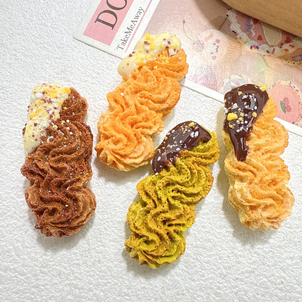 50PCS Cookie Cheese Biscuit 17MMX40MM Resin DIY Handmade Hair Accessories Headband Keychain Shoe Flower Material Crafts