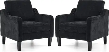 VINGLI Oturma Odası Sandalyeleri 2'li Set, Siyah Accent Sandalye 5.5 