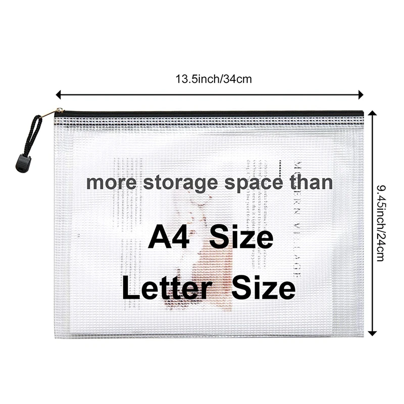 52Pcs Mesh Zipper Bag, A4 Folder Tabletop Game Bag With Zipper, Suitable For Classroom Office Travel Storage, Black