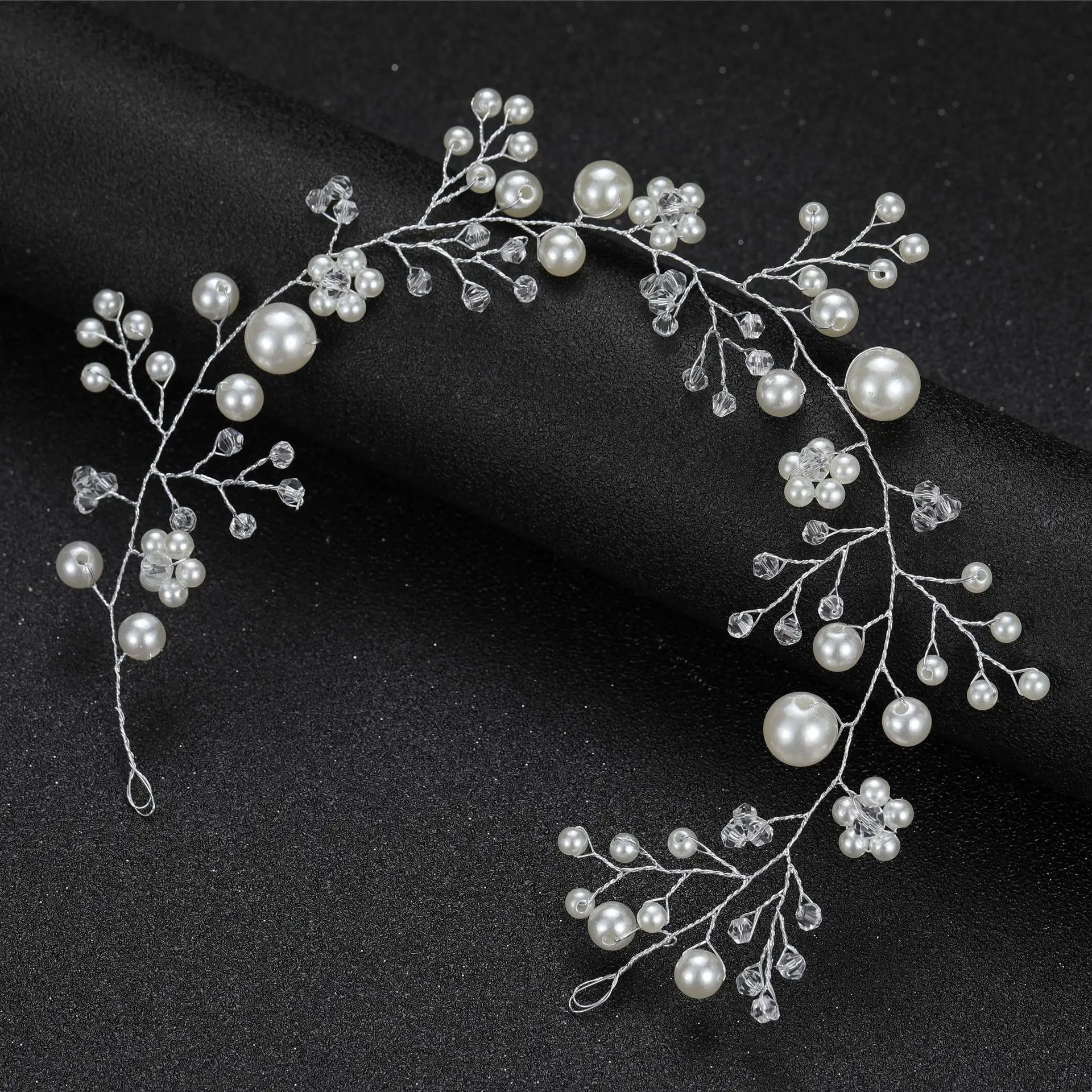 Diademas de perlas de boda para novia, diademas con cuentas de alambre de Metal suave para mujeres y niñas, accesorios de joyería para el cabello de fiesta, tocado