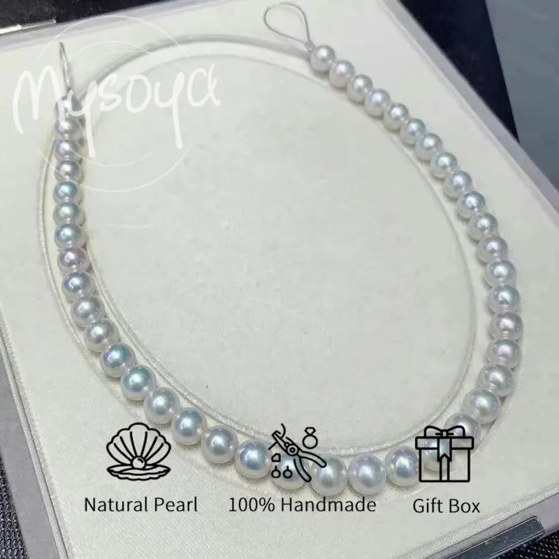 

MYSOYA White Edison Freshwater Pearl Necklace 9-11mm With Gift Box, For Her/Him, Birthday/Wedding/Christmas/New Year Gift