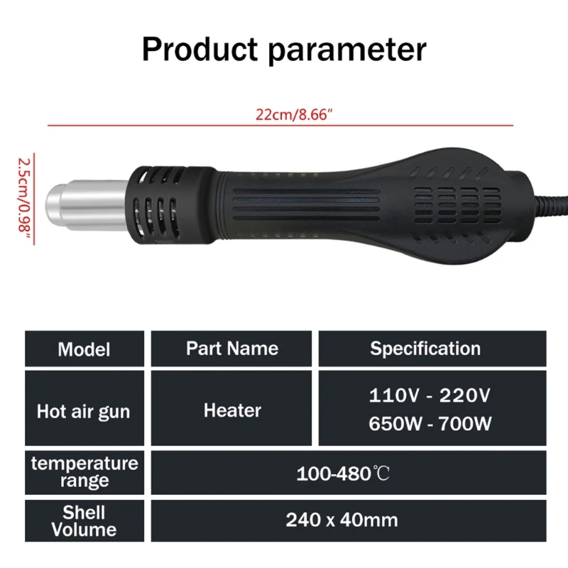 Imagem -05 - Estação de Solda Portátil Digital Hot Air Guns Estação de Solda de Retrabalho Bga Hot Air Blower Pistolas de Calor para 858a 858d 868d