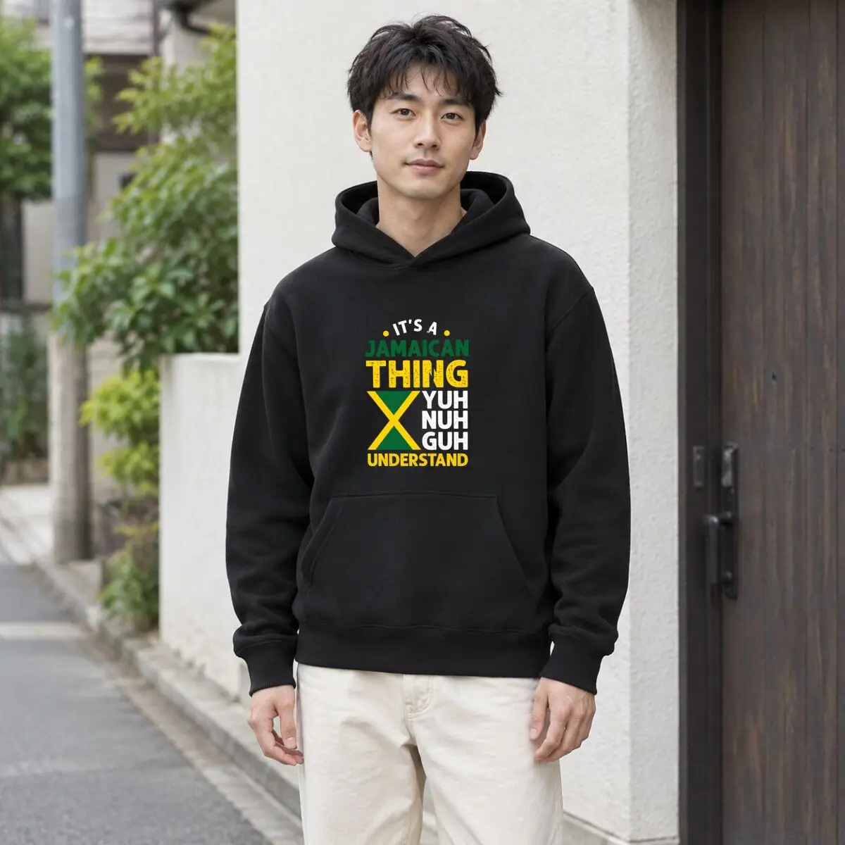 Jamaican Thing Understand Green Gold Flag Graphic Autumn and winter new men's and women's hooded sweatshirts