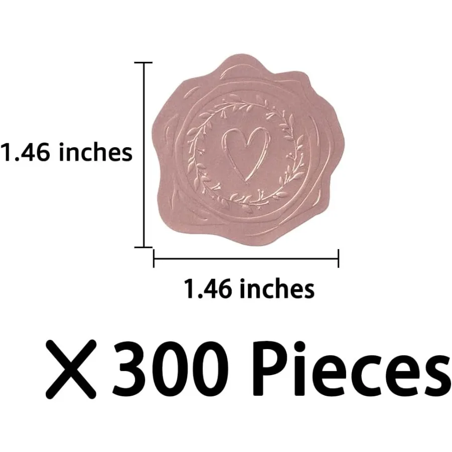 300 peças adesivos de folha de ouro em relevo com design de amor de coração de ouro rosa para envelopes elegantes convites de casamento natal gre
