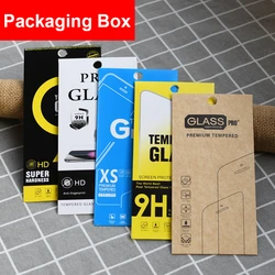 100pcs Universal Kraft Paper Retail Packaging Box iPhone Tempered Glass Box Phone Screen Protector Packing Bag
