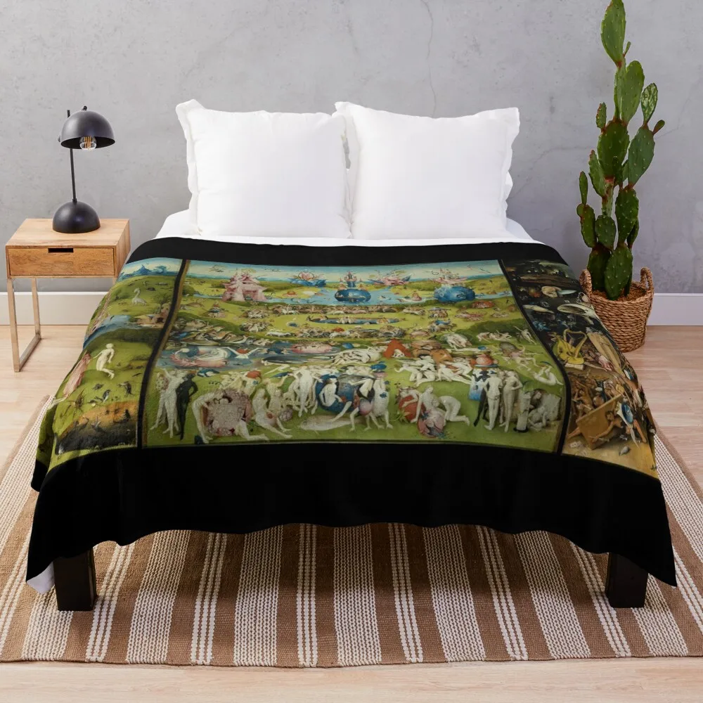 

The Garden of Earthly Delights by Hieronymus Bosch (1480-1505) Throw Blanket Ultra Soft Flannel Fleece Blanket for All Seasons