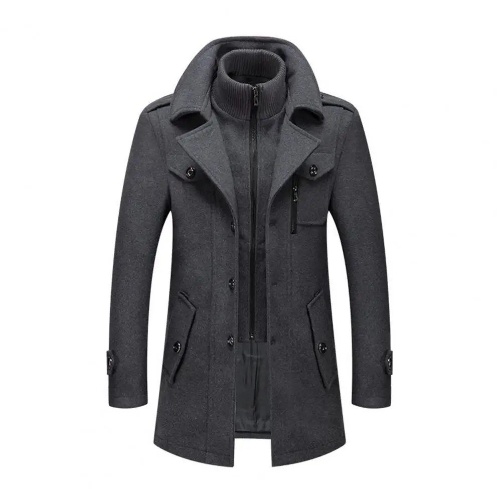 Männer Woll mantel Doppelst änder Kragen Langarm Einreiher Jacke mit Taschen Herbst Winter Freizeit jacke Männer Outwear